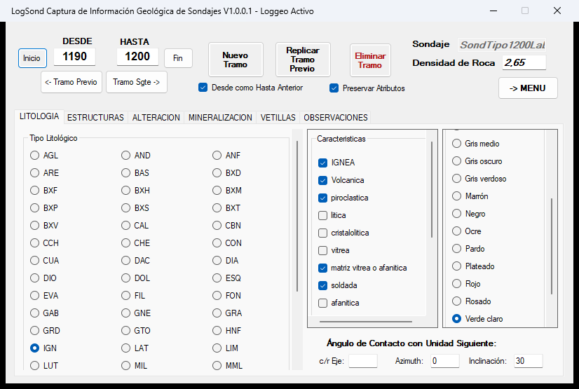 Formulario de loggeo activo en LogSond